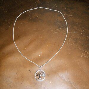 Women's / Unisex Sterling Silver Necklace w/ Tree of Life Pendant
